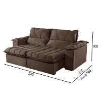 Sofá 3 Lugares Retrátil E Reclinável Martins M-178 Veludo Marrom - 3