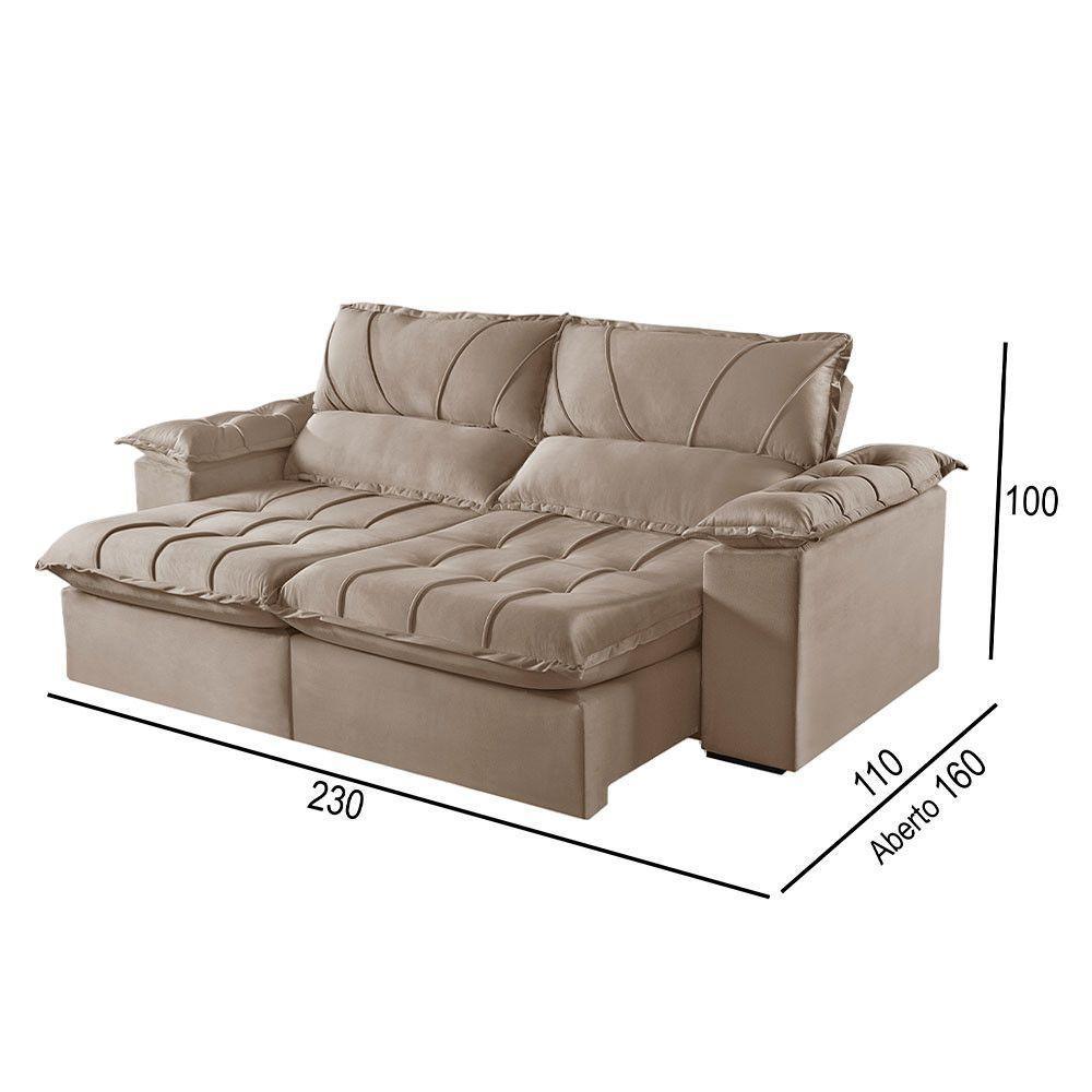 Sofá 3 Lugares Retrátil E Reclinável Martins M-178 Veludo Bege - 3