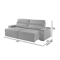 Sofá 5 Lugares Retrátil E Reclinável Martins M-180 Veludo Cinza - 3