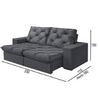 Sofá 3 Lugares Retrátil E Reclinável Martins M-176 Veludo Grafite - 3