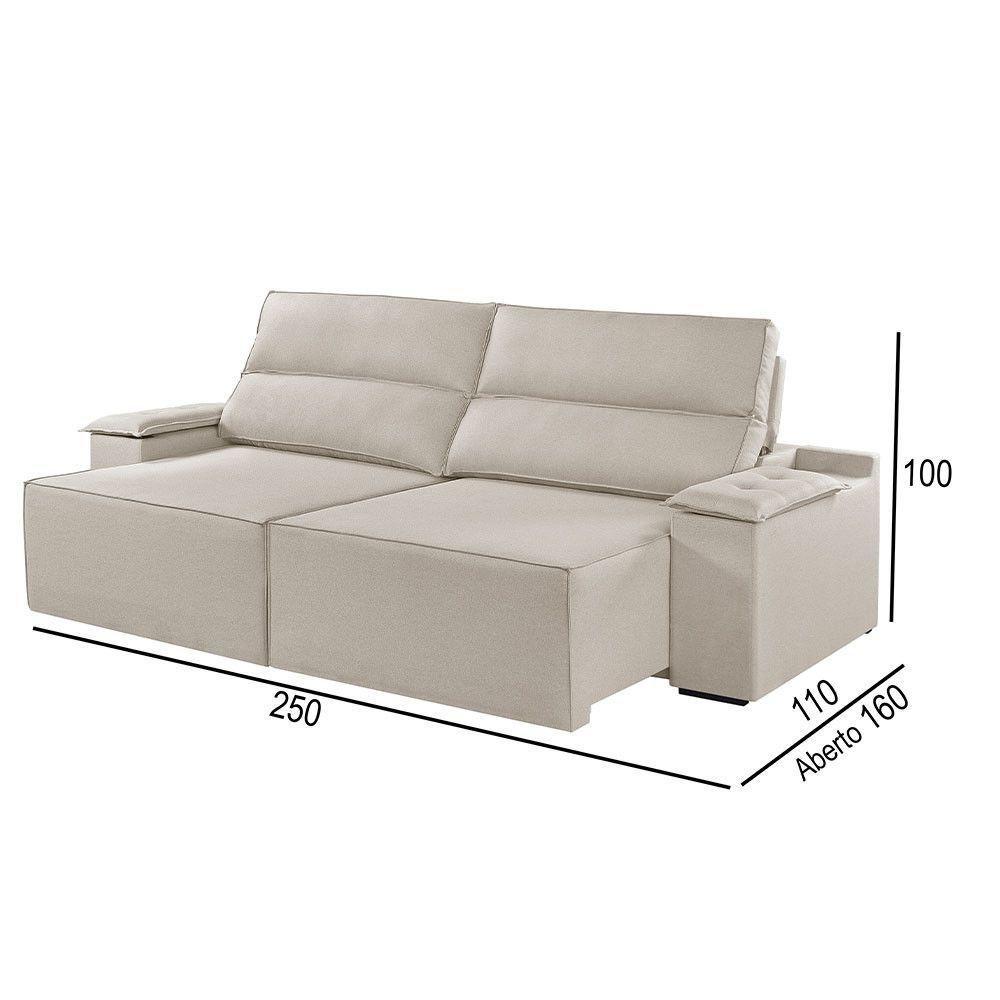 Sofá 4 Lugares Retrátil E Reclinável Martins M-180 Veludo Creme - 3