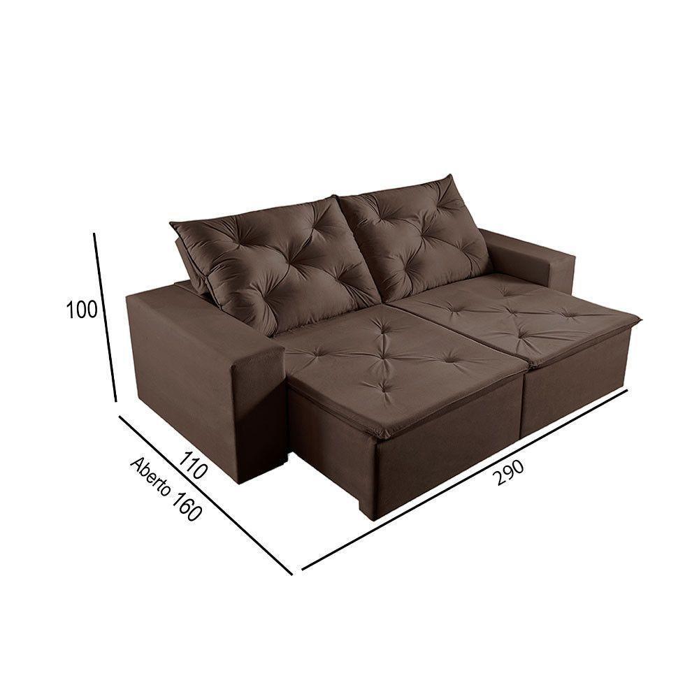 Sofá 5 Lugares Retrátil E Reclinável Martins M-181 Veludo Marrom - 3