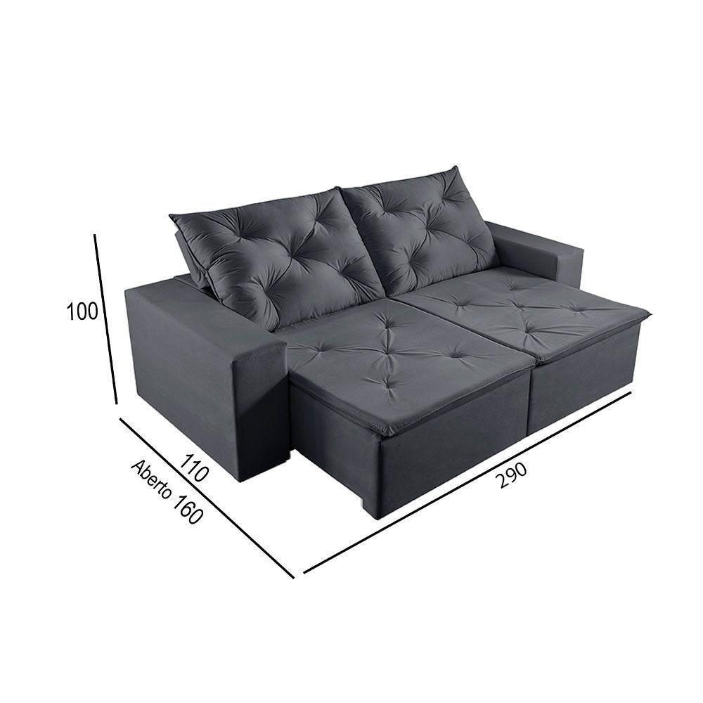 Sofá 5 Lugares Retrátil E Reclinável Martins M-181 Veludo Grafite - 3