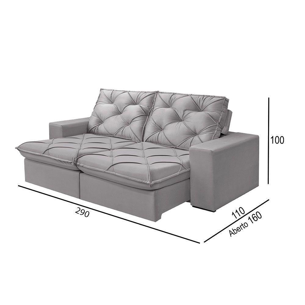 Sofá 5 Lugares Retrátil E Reclinável Martins M-176 Veludo Cinza - 2