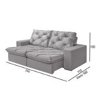 Sofá 5 Lugares Retrátil E Reclinável Martins M-176 Veludo Cinza - 2