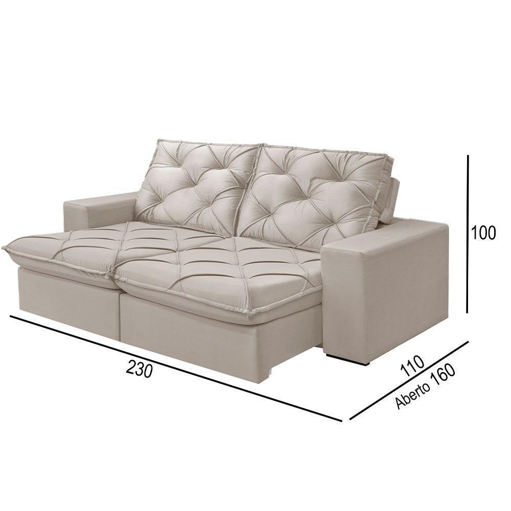 Sofá 3 Lugares Retrátil E Reclinável Martins M-176 Veludo Creme - 2