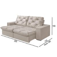 Sofá 3 Lugares Retrátil E Reclinável Martins M-176 Veludo Creme - 2