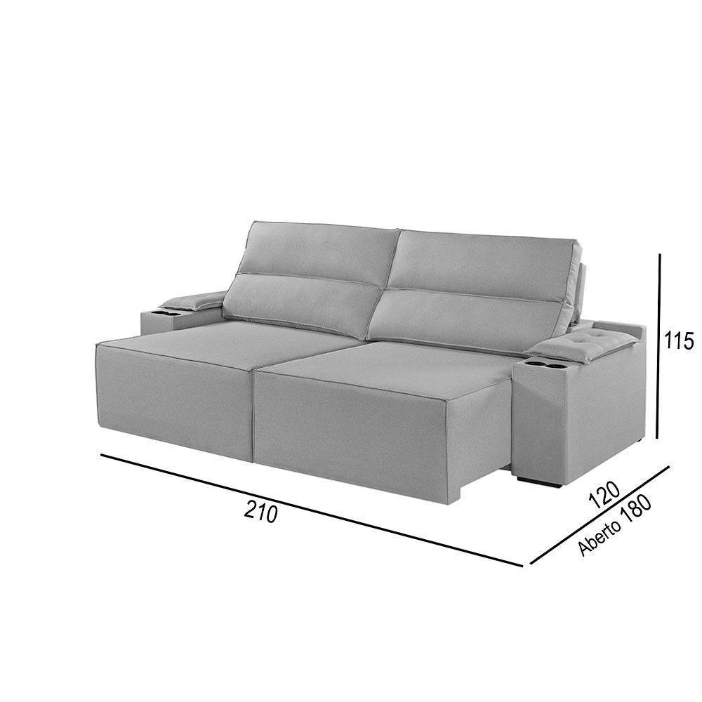 Sofá 2 Lugares Retrátil E Reclinável M-180 Martins Veludo Cinza - 3