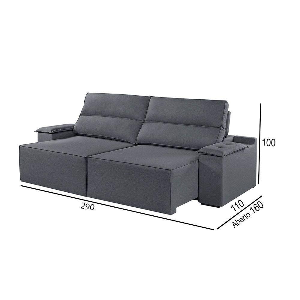 Sofá 5 Lugares Retrátil E Reclinável Martins M-180 Veludo Grafite - 2