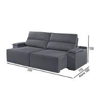 Sofá 5 Lugares Retrátil E Reclinável Martins M-180 Veludo Grafite - 2