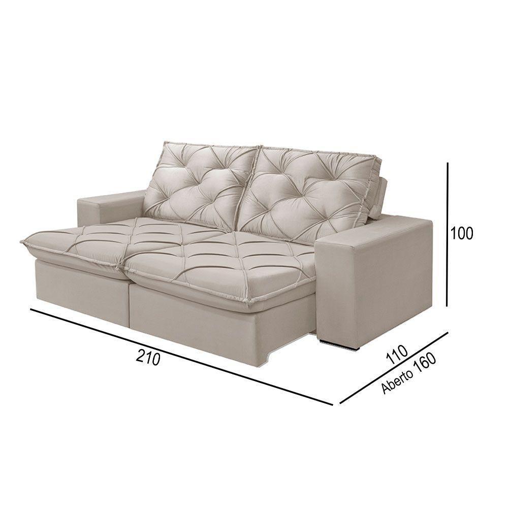 Sofá 2 Lugares Retrátil E Reclinável Martins M-176 Veludo Creme - 3