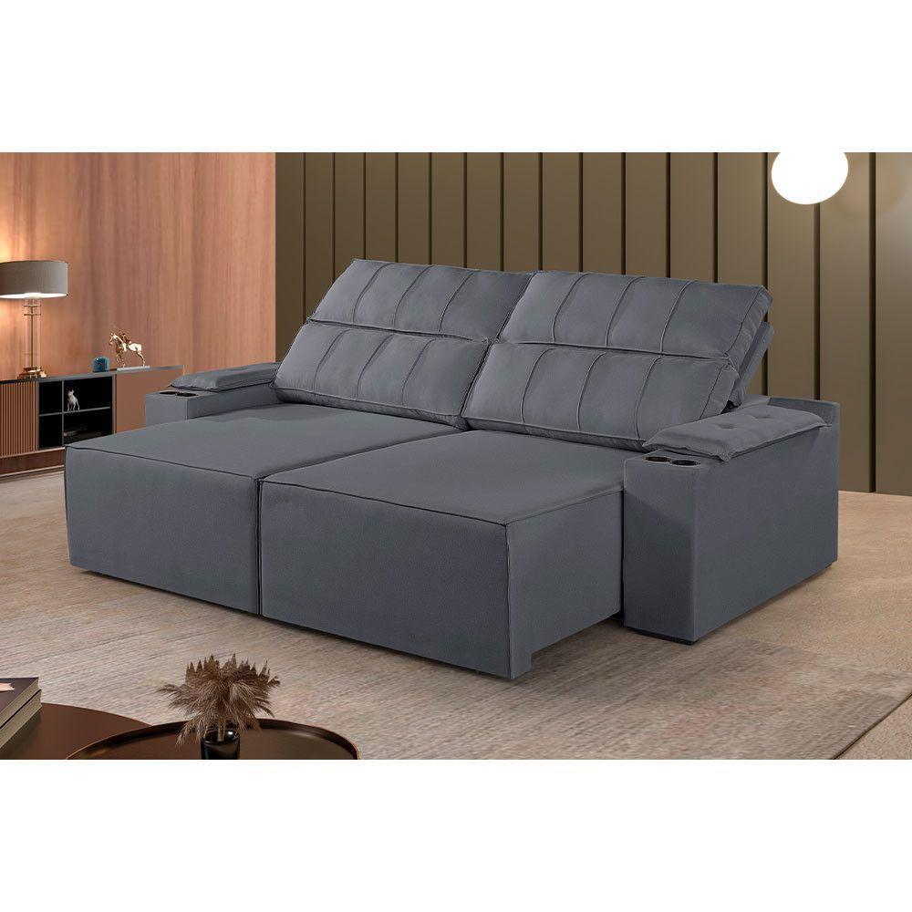 Sofá 5 Lugares Retrátil E Reclinável M-182 Martins Grafite - 2