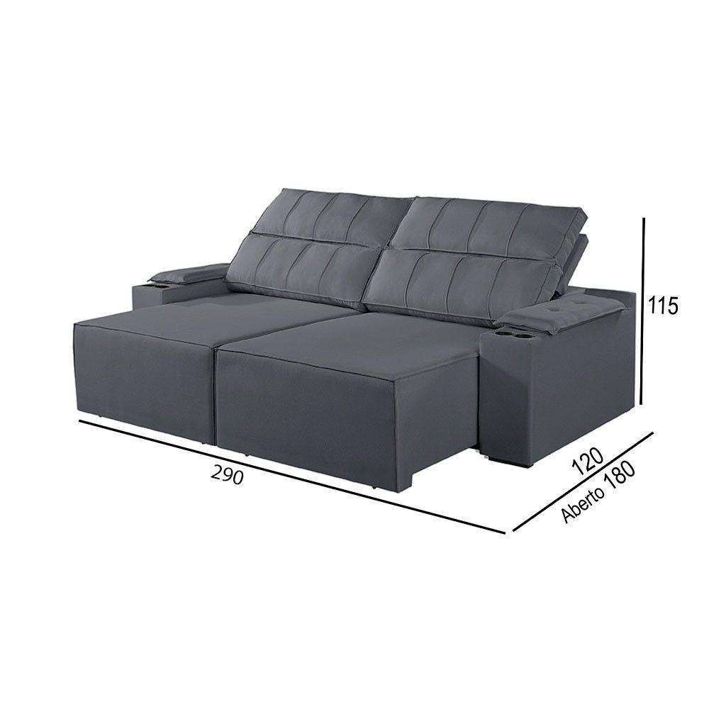 Sofá 5 Lugares Retrátil E Reclinável M-182 Martins Grafite - 3