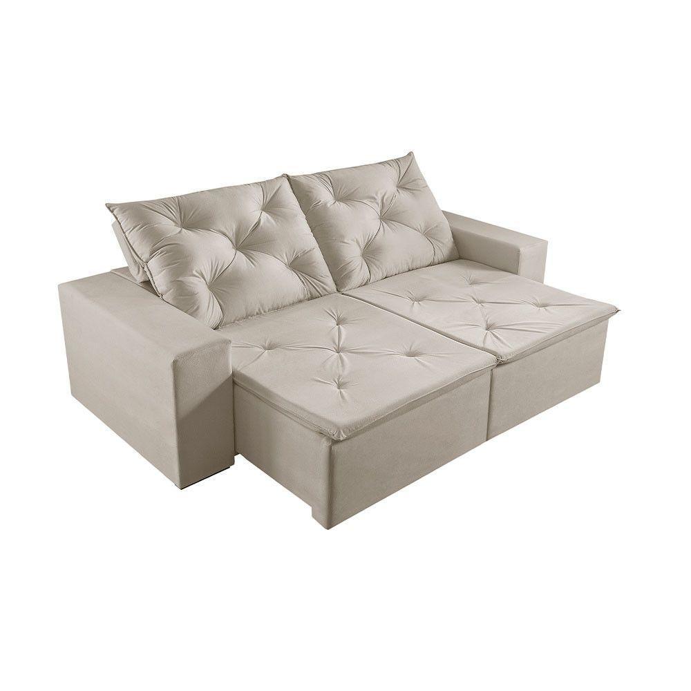 Sofá 3 Lugares Retrátil E Reclinável Martins M-181 Veludo Creme - 1