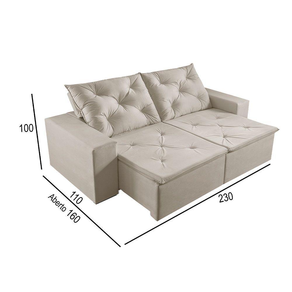 Sofá 3 Lugares Retrátil E Reclinável Martins M-181 Veludo Creme - 3