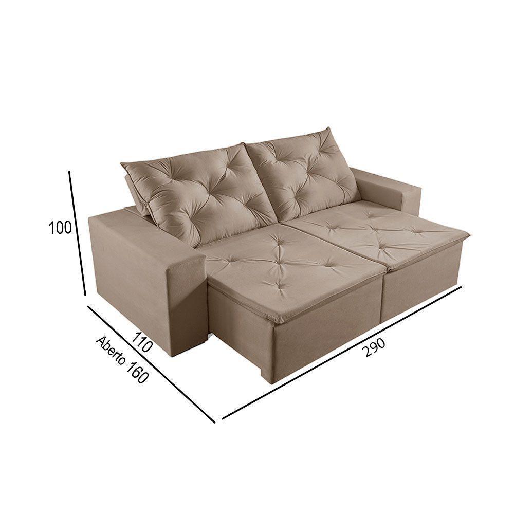 Sofá 5 Lugares Retrátil E Reclinável Martins M-181 Veludo Bege - 3