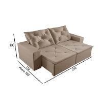 Sofá 5 Lugares Retrátil E Reclinável Martins M-181 Veludo Bege - 3