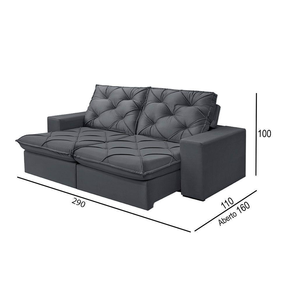 Sofá 5 Lugares Retrátil E Reclinável Martins M-176 Veludo Grafite - 3