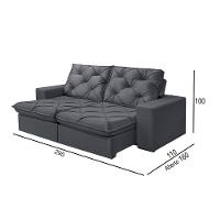 Sofá 5 Lugares Retrátil E Reclinável Martins M-176 Veludo Grafite - 3