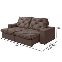 Sofá 3 Lugares Retrátil E Reclinável Martins M-176 Veludo Marrom - 2