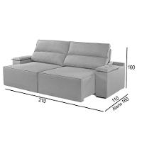 Sofá 2 Lugares Retrátil E Reclinável Martins M-180 Veludo Cinza - 3