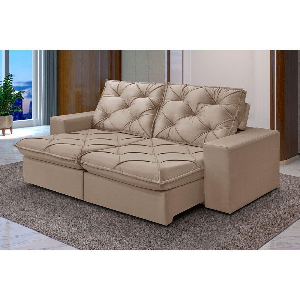 Sofá 2 Lugares Retrátil E Reclinável Martins M-176 Veludo Bege - 2