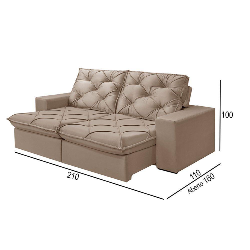 Sofá 2 Lugares Retrátil E Reclinável Martins M-176 Veludo Bege - 3