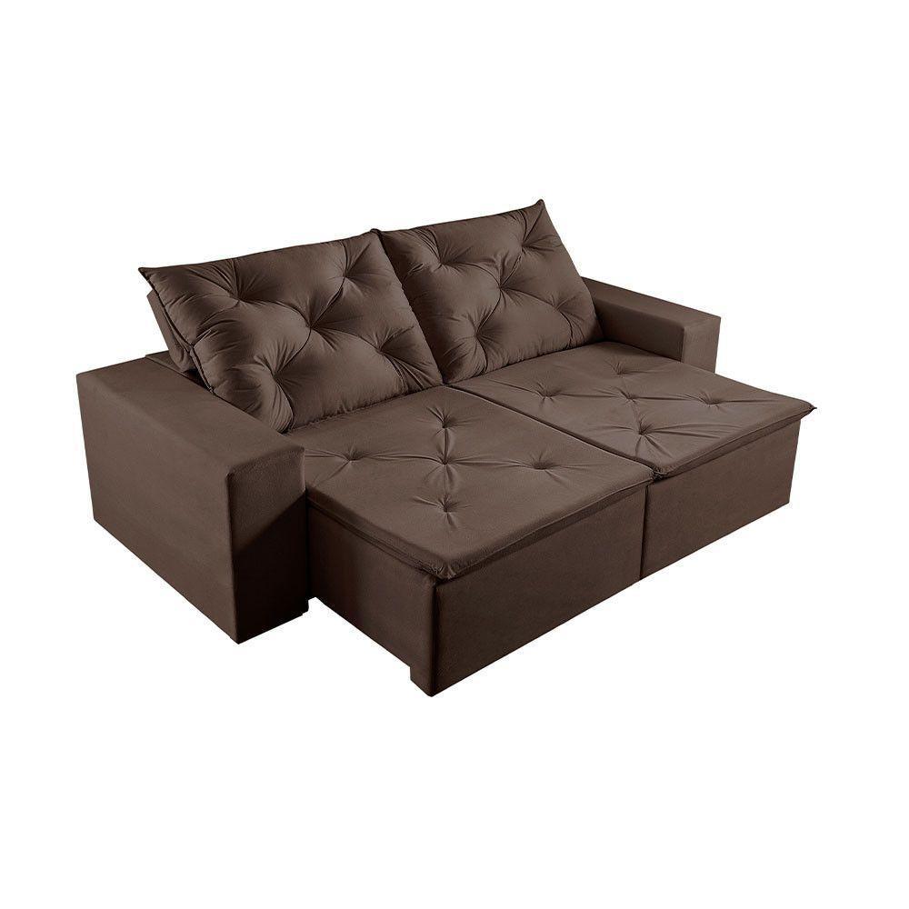 Sofá 3 Lugares Retrátil E Reclinável Martins M-181 Veludo Marrom - 1