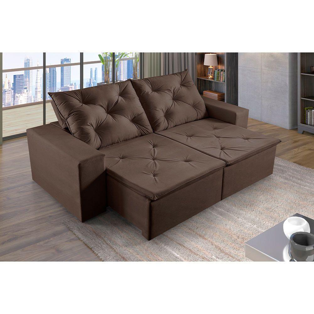 Sofá 3 Lugares Retrátil E Reclinável Martins M-181 Veludo Marrom - 2