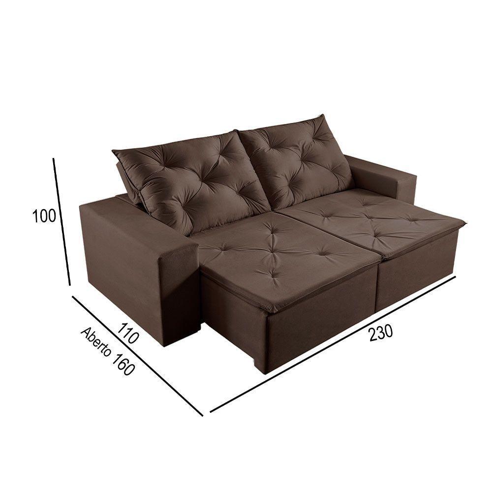 Sofá 3 Lugares Retrátil E Reclinável Martins M-181 Veludo Marrom - 3