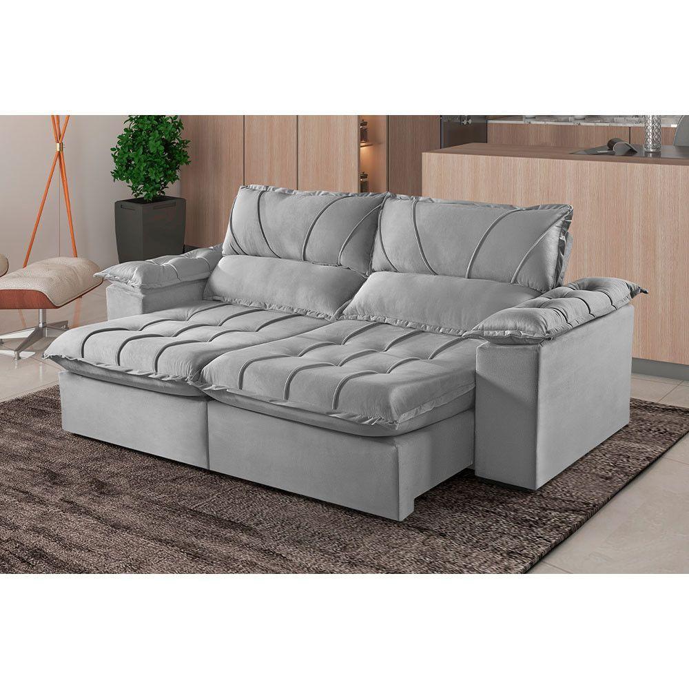 Sofá 3 Lugares Retrátil E Reclinável Martins M-178 Veludo Cinza - 2