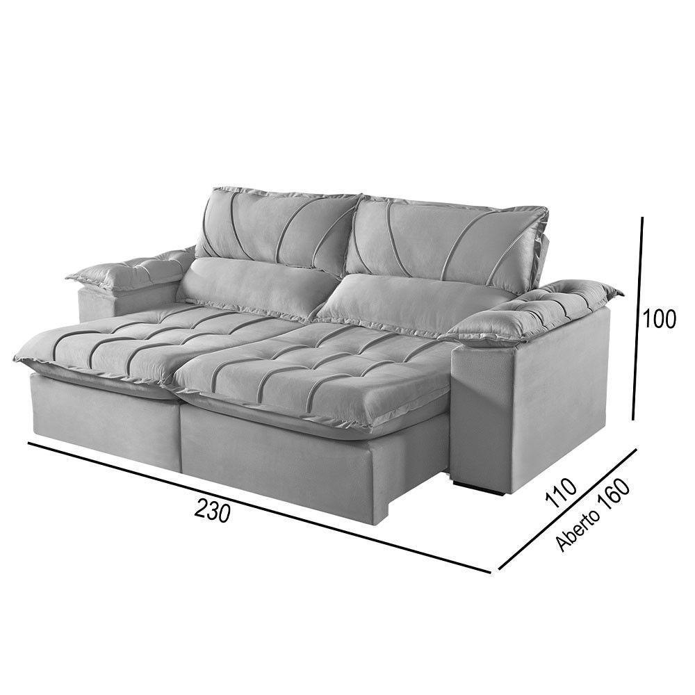 Sofá 3 Lugares Retrátil E Reclinável Martins M-178 Veludo Cinza - 3