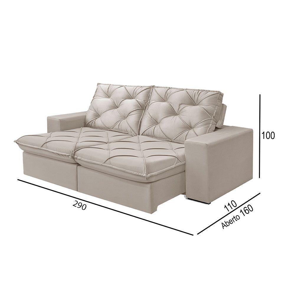 Sofá 5 Lugares Retrátil E Reclinável Martins M-176 Veludo Creme - 2