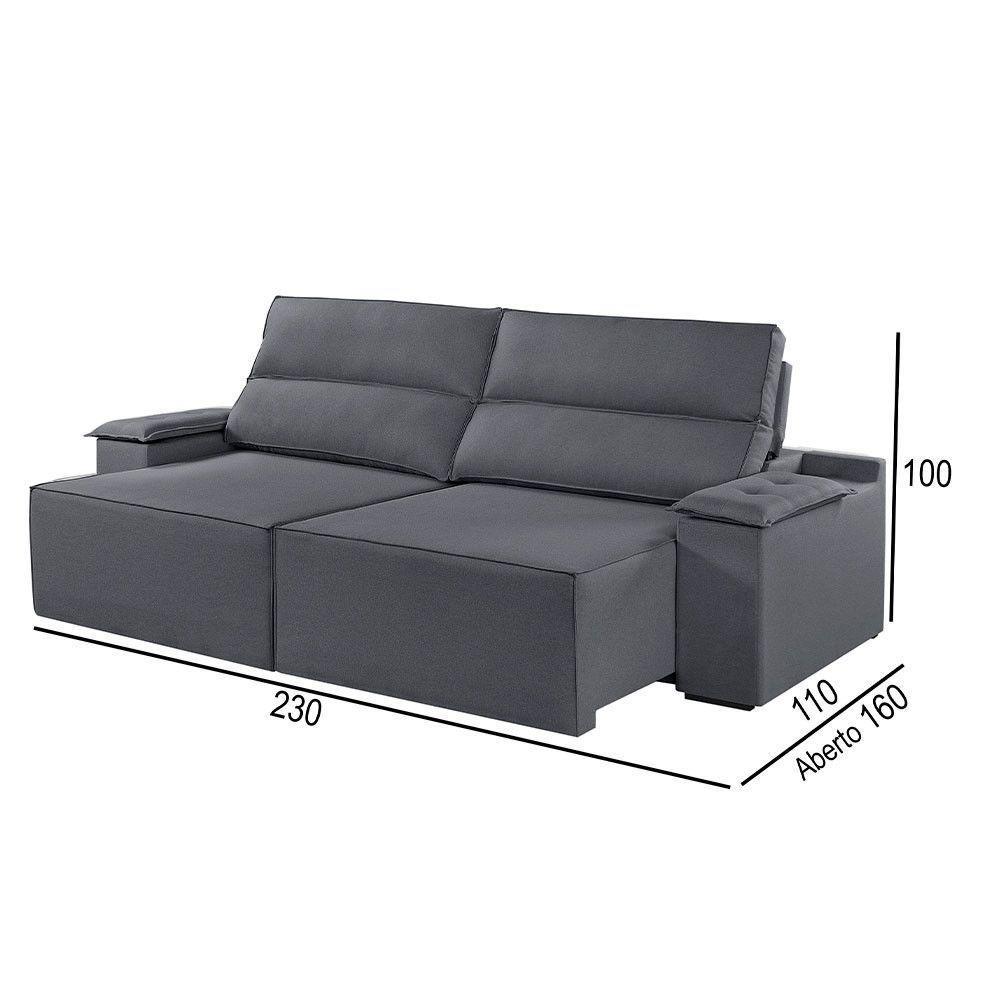 Sofá 3 Lugares Retrátil E Reclinável Martins M-180 Veludo Grafite - 3