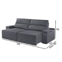 Sofá 3 Lugares Retrátil E Reclinável Martins M-180 Veludo Grafite - 3