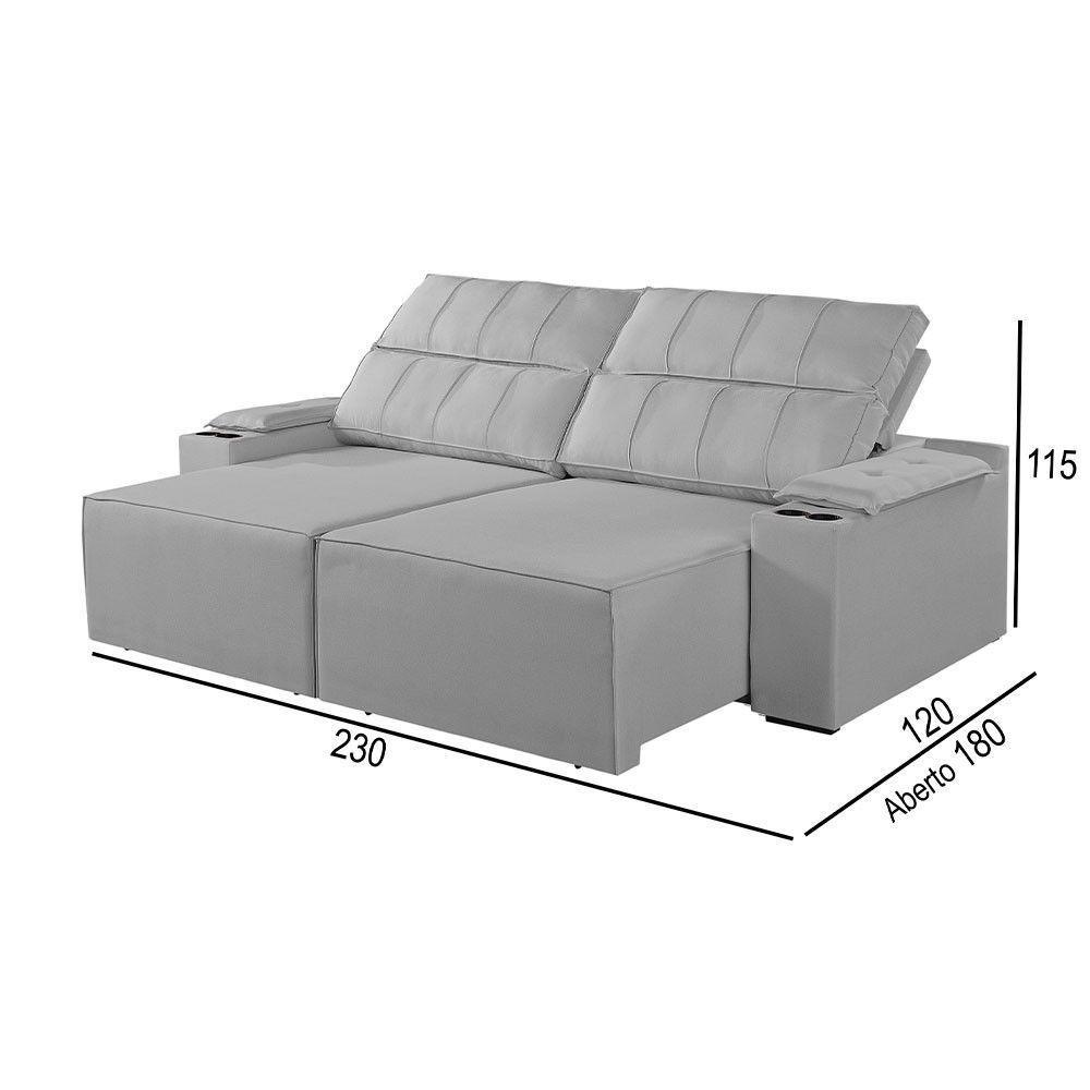 Sofá 3 Lugares Retrátil E Reclinável M-182 Martins Cinza - 3