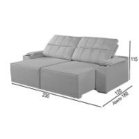 Sofá 3 Lugares Retrátil E Reclinável M-182 Martins Cinza - 3