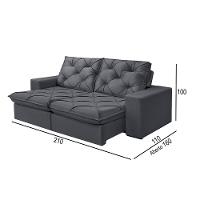 Sofá 2 Lugares Retrátil E Reclinável Martins M-176 Veludo Grafite - 3