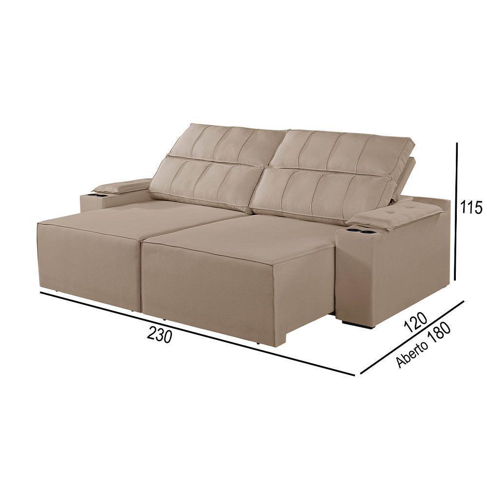 Sofá 3 Lugares Retrátil E Reclinável M-182 Martins Bege - 3