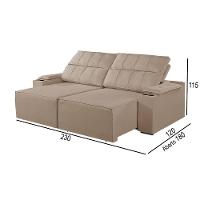 Sofá 3 Lugares Retrátil E Reclinável M-182 Martins Bege - 3