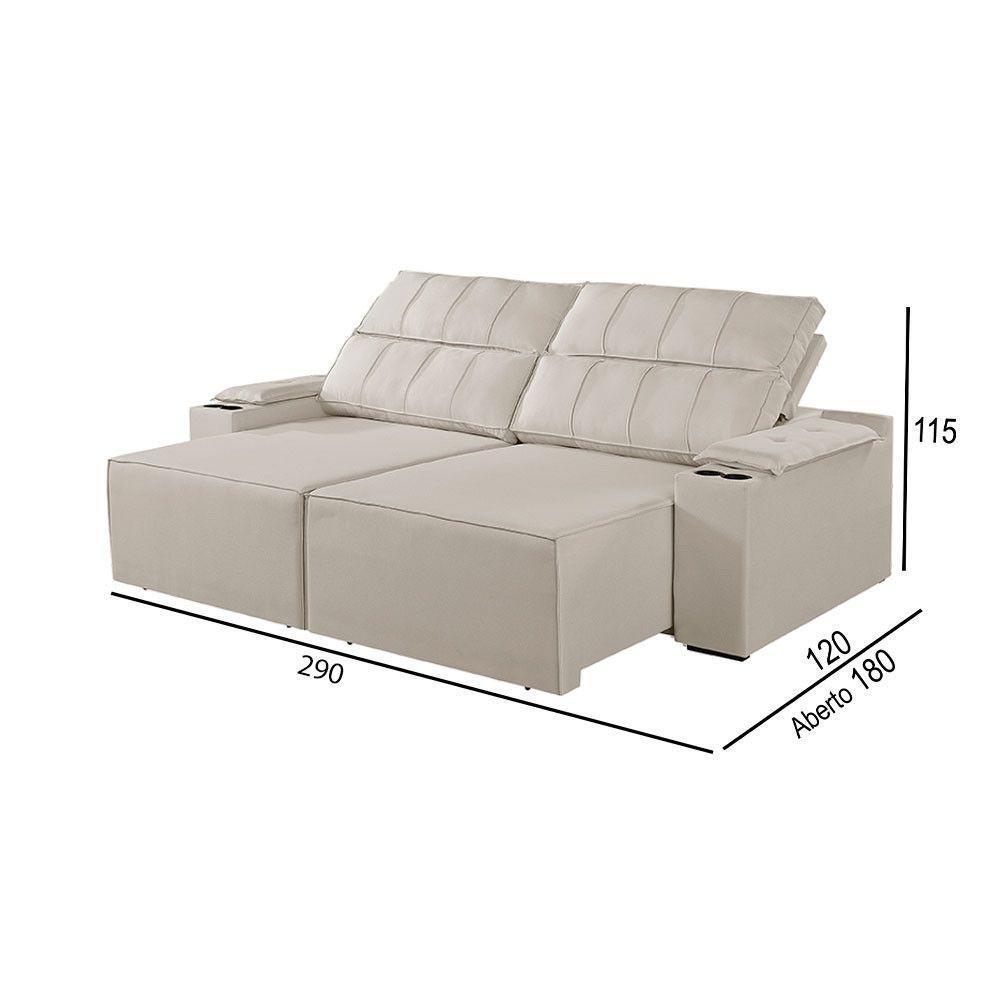 Sofá 5 Lugares Retrátil E Reclinável M-182 Martins Creme - 2