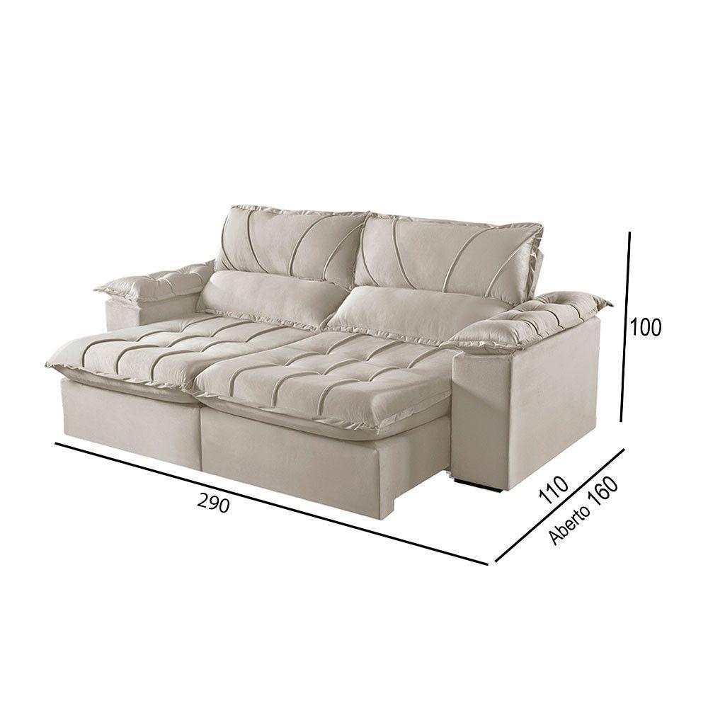 Sofá 5 Lugares Retrátil E Reclinável Martins M-178 Veludo Creme - 3