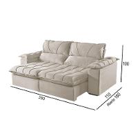 Sofá 5 Lugares Retrátil E Reclinável Martins M-178 Veludo Creme - 3