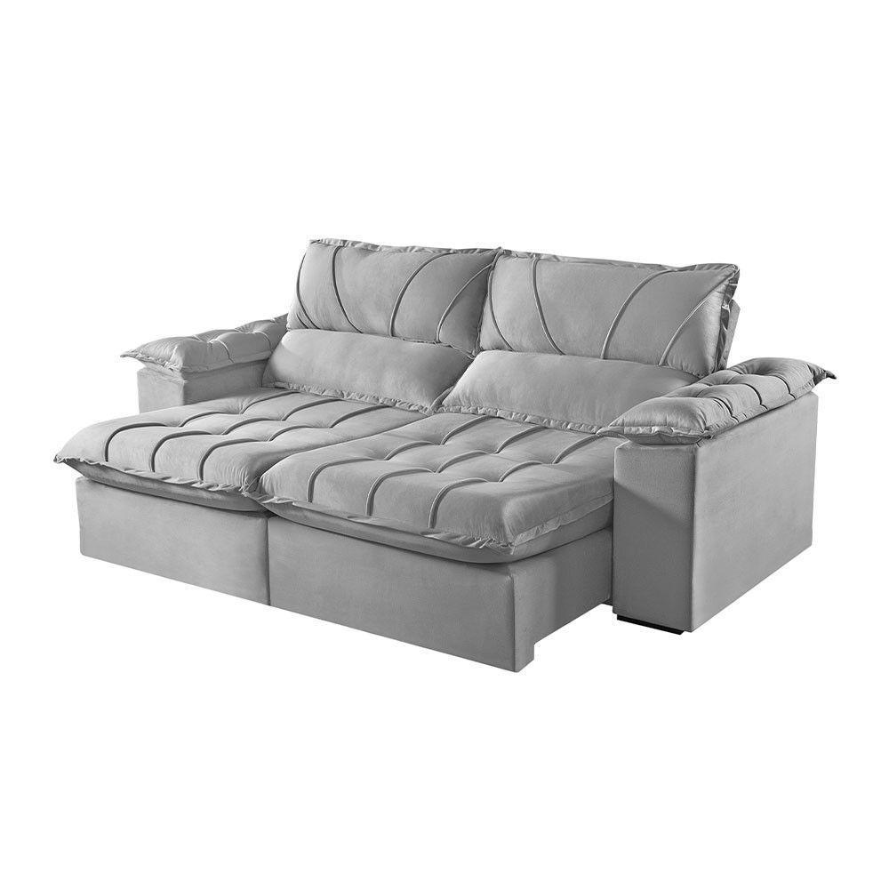 Sofá 5 Lugares Retrátil E Reclinável Martins M-178 Veludo Cinza - 1