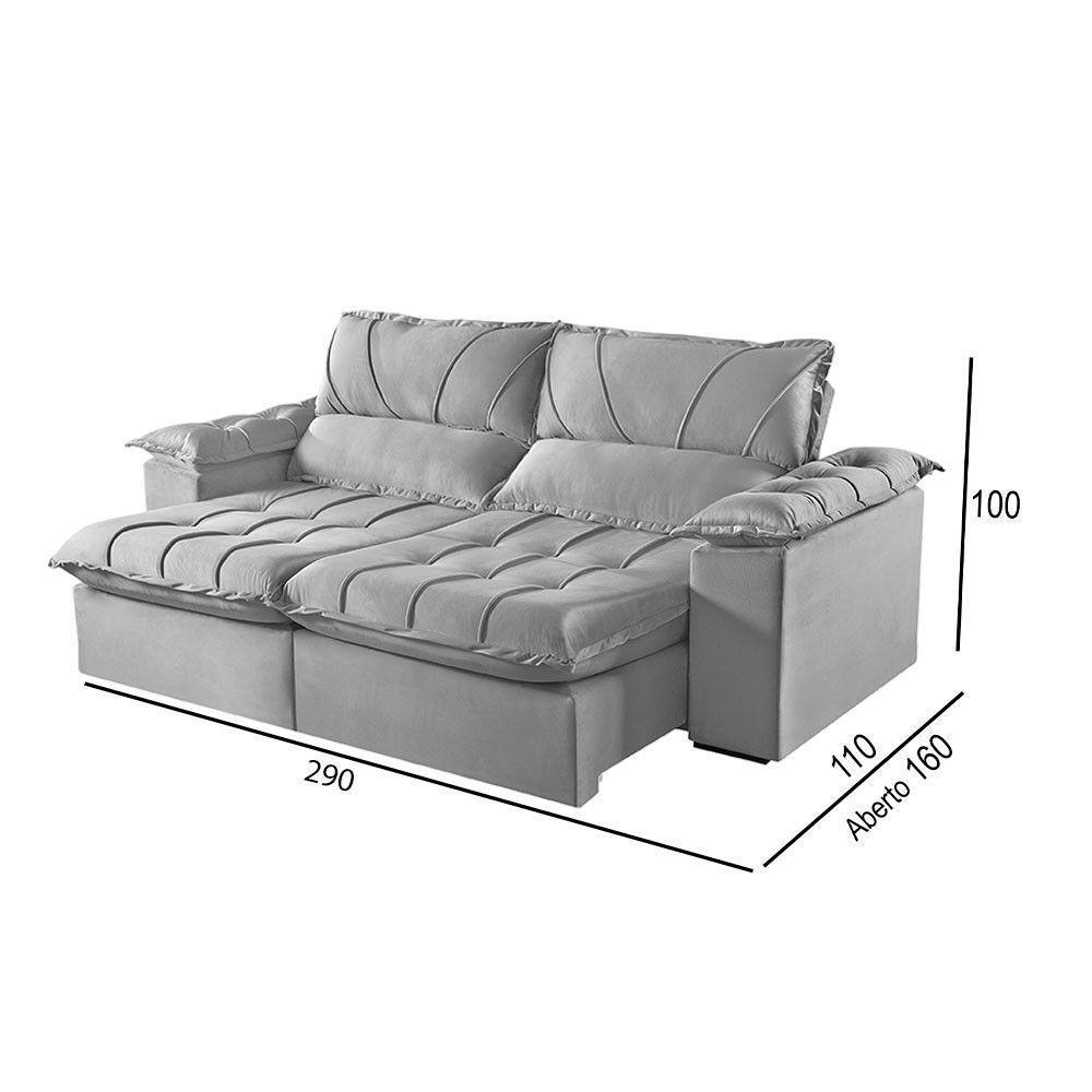 Sofá 5 Lugares Retrátil E Reclinável Martins M-178 Veludo Cinza - 2