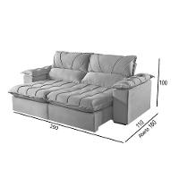 Sofá 5 Lugares Retrátil E Reclinável Martins M-178 Veludo Cinza - 2