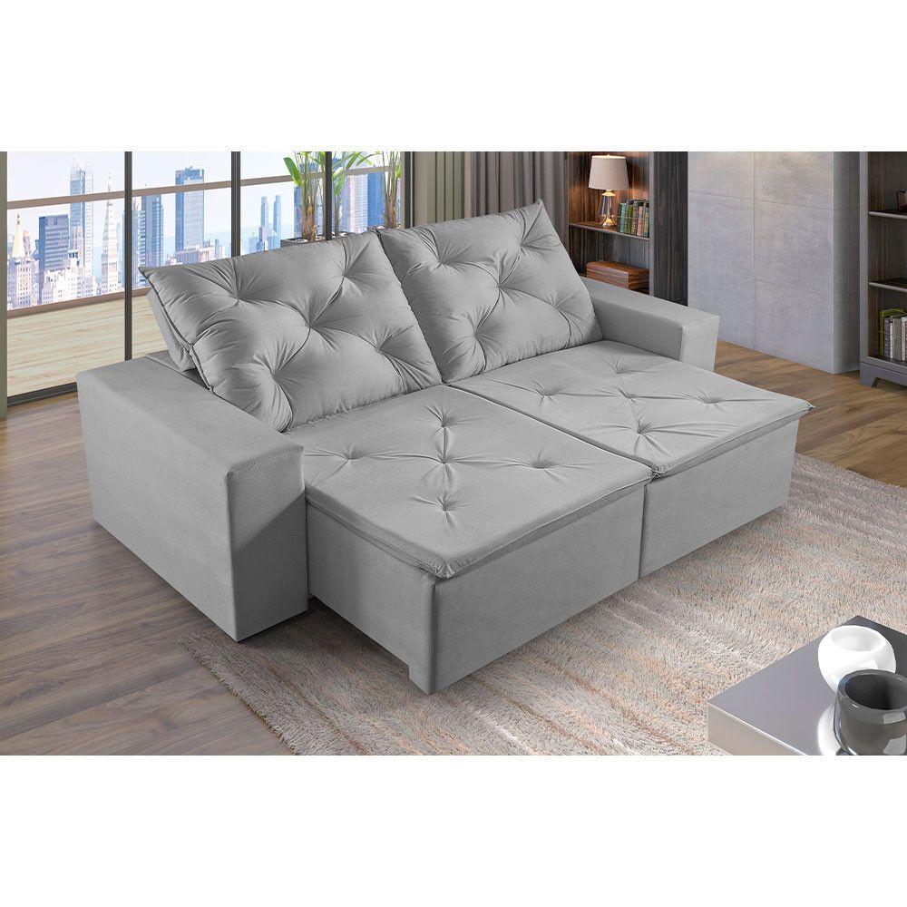 Sofá 4 Lugares Retrátil E Reclinável Martins M-181 Veludo Cinza - 2