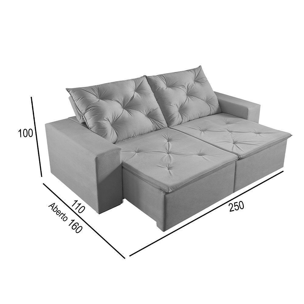 Sofá 4 Lugares Retrátil E Reclinável Martins M-181 Veludo Cinza - 3