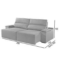 Sofá 4 Lugares Retrátil E Reclinável Martins M-180 Veludo Cinza - 3