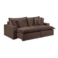 Sofá 3 Lugares Retrátil Encosto Fixo M-145 Veludo Martins Marrom - 1